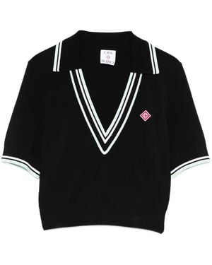 CASABLANCA Fitted Viscose Polo - Black