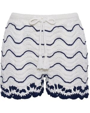 Cara Cara Aicha Wave-Stripe Crochet Shorts - Grey