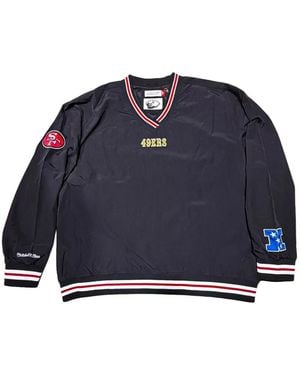 Mitchell & Ness San Francisco 49Ers Logo-Embroidered V-Neck Sweater - Blue