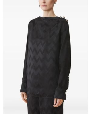 Lanvin Chevron-Pattern Button-Detail Blouse - Black