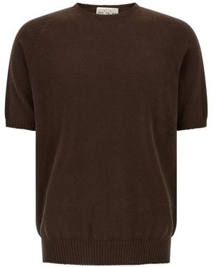 Ma'ry'ya Ribbed Short-Sleeve T-Shirt - Brown