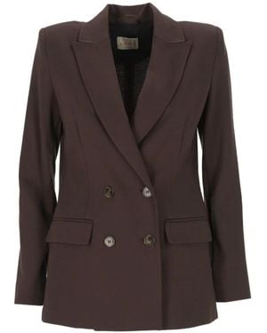 Marella Double-Breasted Peak-Lapels Blazer - Brown