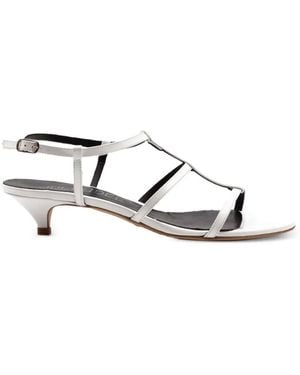 Julie Dee Strappy Kitten-Heel Sandals - White