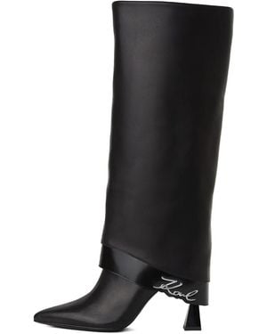 Karl Lagerfeld Debut Fold-down 90mm ロングブーツ - ブラック