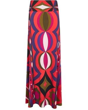 PUCCI Geometric-print Midi Skirt - レッド
