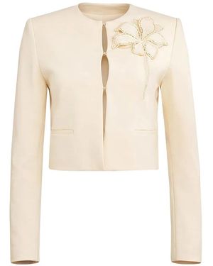 Twinset Floral Appliqué Jacket - White