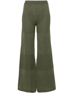 Twinset Pointelle-Knit Palazzo Trousers - Green