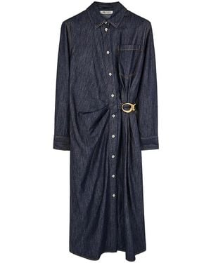 Ports 1961 Draped Denim Midi Dress - Blue