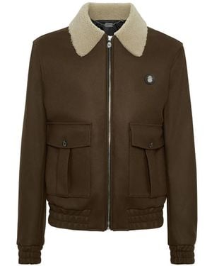 Billionaire Shearling-Collared Wool Jacket - Brown