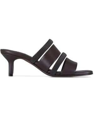 Brunello Cucinelli Monili-Embellished Leather Sandals - White