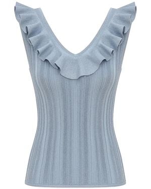 Zimmermann Aster Ruffled Top - Blue
