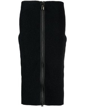Tom Ford Ribbed Zip-Up Pencil Skirt - Black