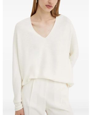 BOSS Maglione Con Scollo A V - Bianco