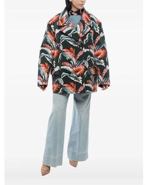 Maison Margiela Floral-Print Double-Breasted Jacket - Blue