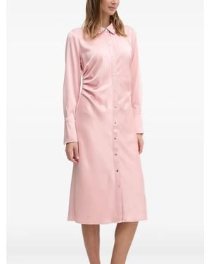 DKNY Satin-Panelled Button-Front Midi Dress - Pink