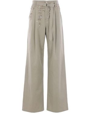 Ermanno Scervino Sequin-Embellished Belted Trousers - Grey