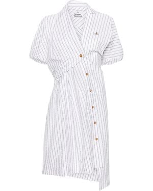 Vivienne Westwood Logo-Striped Asymmetric Dress - White