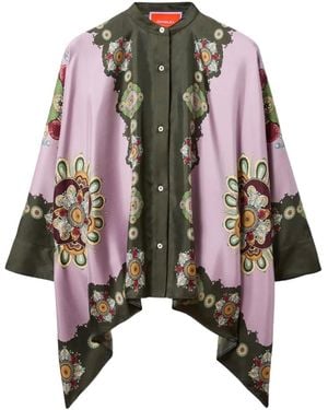 La DoubleJ Placée-Print Silk Shirt - Pink