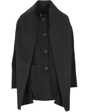 The Dynamis Studio Button-Fastening Wool Coat - Black