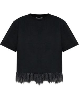 Munthe Rach Lace-Trim T-Shirt - Black