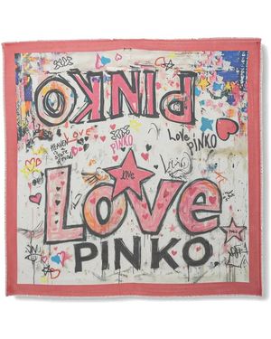 Pinko Logo-Print Scarf - Pink