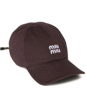 Miu Miu Logo-Embroidered Cap - Brown