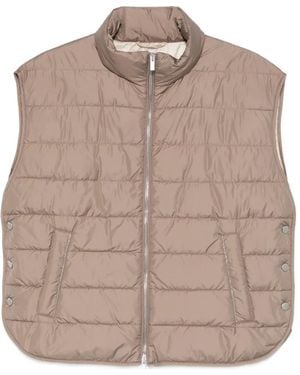 Peserico Quilted Zip Gilet - Brown