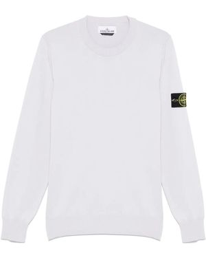 Stone Island Pullover mit Kompass-Patch - Weiß