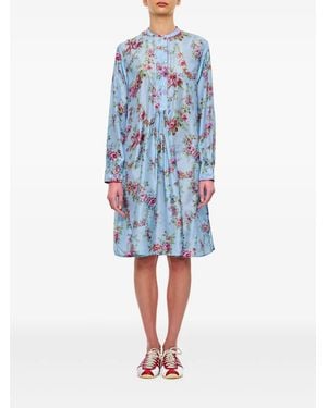 Péro Floral-Print Long-Sleeved Dress - Blue