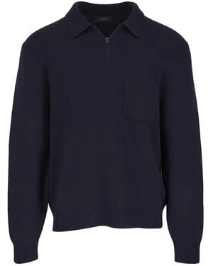Vince Chest-Pocket Half-Zip Sweater - Blue