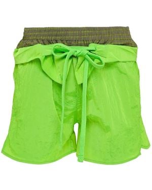 OPEN YY Layered Color-Block Shorts - Green