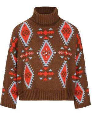 COLOUR MARKET® Crystal-Embellished Intarsia-Knit Jumper - Red