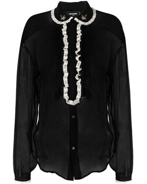 DSquared² ラッフル シルクブラウス - ブラック