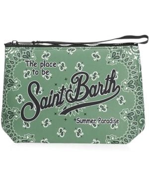 MC2 Saint Barth Aline Paisley-Print Clutch Bag - Verde