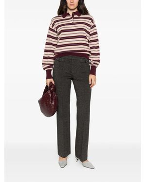 Cambio Button-Detail Pressed-Crease Trousers - Grey