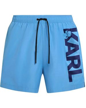 Karl Lagerfeld Logo Swim Shorts - Blue