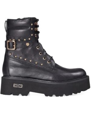 Cult Stud-Embellished Lace-Up Boots - Black