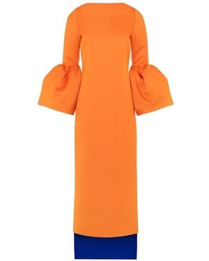 ROKSANDA Bell-Sleeve Bardot Midi Dress - Orange
