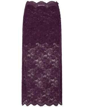 Rabanne Layered Lace Midi Skirt - Purple