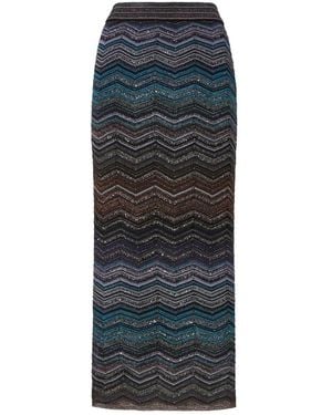 Missoni Maxi-Rok Met Chevron Patroon - Blauw