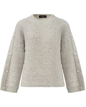 Fabiana Filippi Buttoned-Sleeve Ribbed-Knit Jumper - Grey