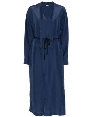 Barena V-Neck Midi Dress - Blue