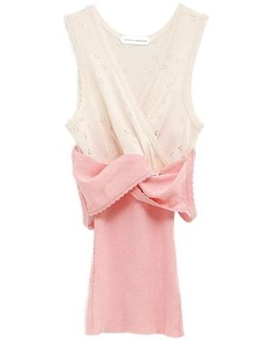 August Barron Pointelle-Knit Wrap-Style Top - Pink