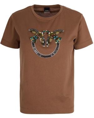 Pinko Rhinestone-Embellished T-Shirt - Brown