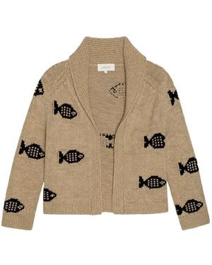 The Great Swimming Fish Shawl-Collar Cardigan - Natural