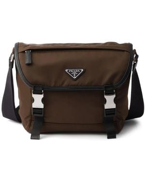 Prada Bolso de hombro con placa del logo - Negro