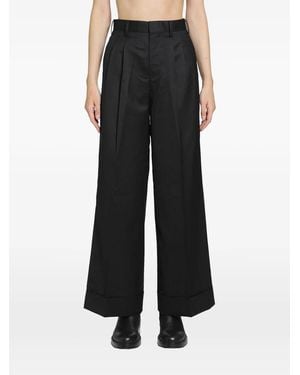 Junya Watanabe Pleated Pinstriped Pants - Black