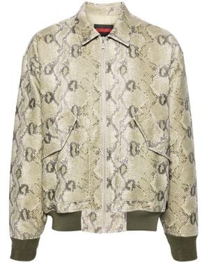 Pleasures Rattle Snakeskin-Effect Bomber Jacket - Natural