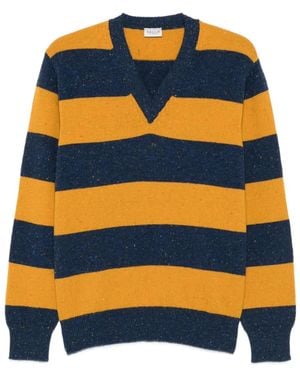 GALLIA V-Neck Wool Sweater - Orange