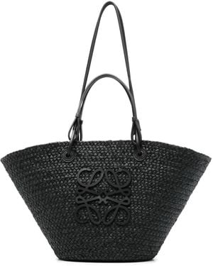 Loewe アナグラム ラフィア ハンドバッグ M - ブラック
